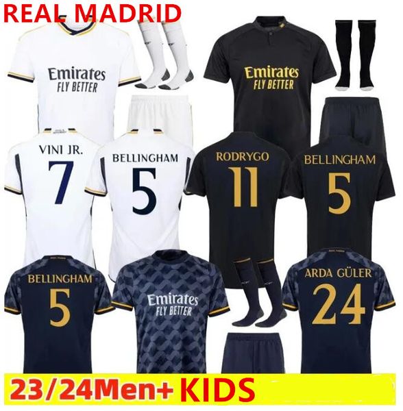 24 Real Madrids Soccer Jerseys Fans Versión 2023 2024 Kit Modric Camiseta Vini Jr Camavavinga Tchouameni Madrides Camisa de fútbol Sets 20