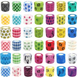 24 Rolls Vet Wrap Pet Elastic Auto-adhérent Bandage cohérent pour chien Cat Cat Ruban de sport auto-adhésif non tissé pour la cheville du genou 240509