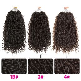 24 racine 14 "déesse Locs Crochet cheveux courts synthétique torsion tresses vague Extension de cheveux Faux pour les femmes