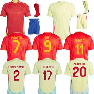 24 Spains Euro Soccer Jerseys Pedri Gavi Lamine Yamal Morata Carvajal Olmo Asensio Ferran Rodrigo Cucurella24 25 Spanish Men Kid Kit Kit Football Shirt Fan Joueur
