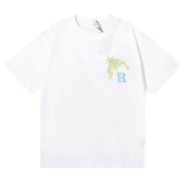 24 T-shirt de printemps et d'été Niche Fashion Rhude Moonlight Designer Pure Coton imprimé lâche Mode décontracté et femmes T-shirts à manches courtes