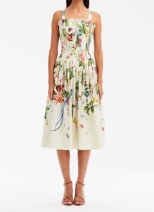 24 Primavera/verano Nuevo vestido de honda estampado de poplina de algodón con diseño invisible de cremallera en la parte posterior