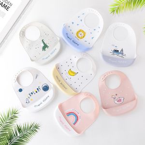 24 Styles Bavoirs pour bébés Bavoirs pour bébés en silicone imperméables à l'eau Tissus de rot réglables à 6 vitesses pour nouveau-né Cartoon Animal Boy Girl Bib M3201