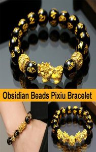 24 Styles Feng Shui Obsidian Stone Beads Bracelet Men Femmes Unisexe Gold Black Pixiu Wealth Good Luck Women Bracelet7648264