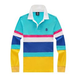 Chemise à col Polo en pur coton, manches longues, fine, mode sport, taille européenne, décontractée, couleurs contrastées, ample, été, 24