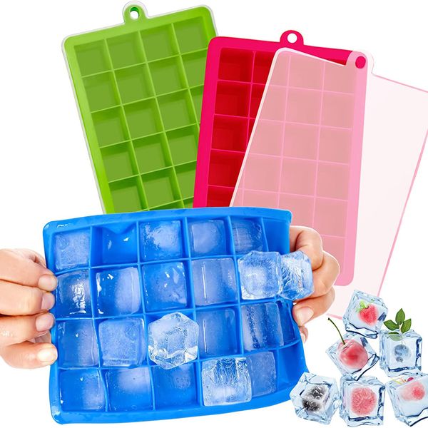 24 plateaux avec couvercle, moule Cube en Silicone de qualité alimentaire, queue de whisky, boisson, chocolat, crème glacée, Bar de fête TLY047