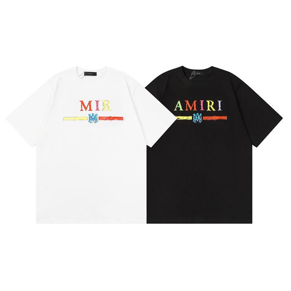 24 Trendy Brand Luxury Men's Designer T Shirt Amirir Camisa Multicolor de letras Multicolor Gráfico Camiseta Casual High Street Men y mujeres Unisex Fashion Fashion S-XL