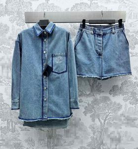 24 Damesbontrand Denim shirt, jas, shorts set, single Wear Jacket, All Twill Cotton Denim Material 422