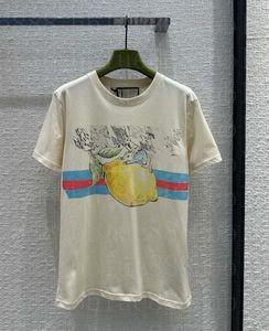 24 T-shirt femme haut citron lapin imprimé T-shirt, imprimé aquarelle mignon et réducteur d'âge polyvalent 320