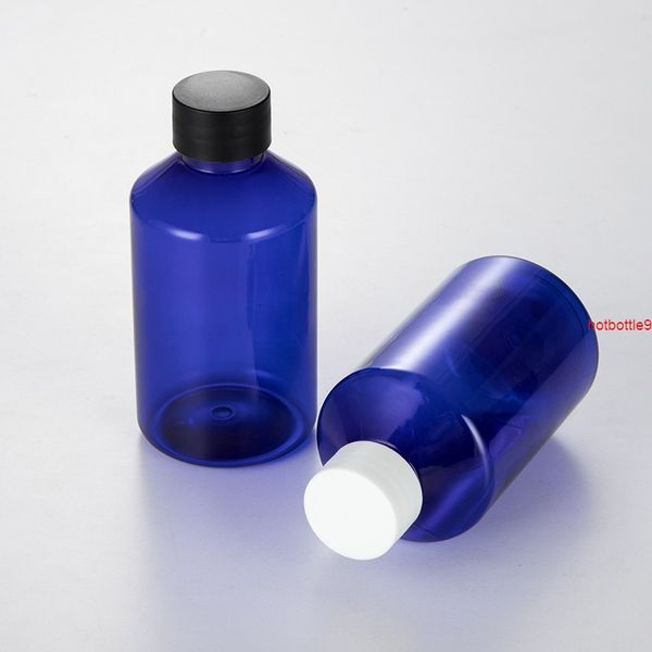24 x 220 ml Botella de contenedor de plástico vacía azul Embalaje de aceite esencial Botellas de gel de ducha Tapa superior de tornillo Botella de maquillaje recargable Buena calidad