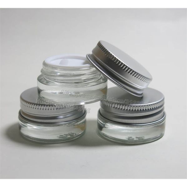 24 x 5G Traval Mini petit pot de maquillage de crème en verre avec couvercles en aluminium Contage cosmétique Emballage cosmétique Jar en verre T200323