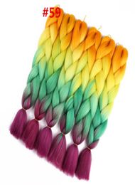 24039039 100gpc 2T 3T 4T Synthétique Ombre Kanekalon Tressage Cheveux Crochet Tresses Coiffures Extensions de Cheveux Violet Rose Blac2452814