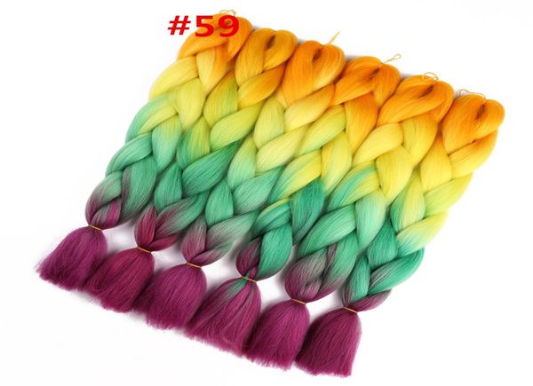 24039039 100gpc 2T 3T 4T Synthétique Ombre Kanekalon Tressage Cheveux Crochet Tresses Coiffures Extensions de Cheveux Violet Rose Blac7422735