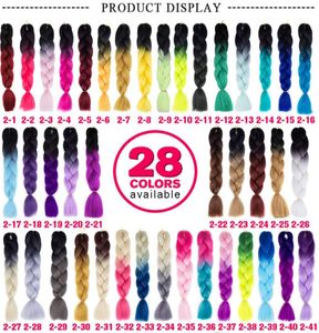 24039039 100gpc synthétique ombre kanekalon tressage de cheveux tresses de crochets coiffures extensions de cheveux violet rose noir7504809