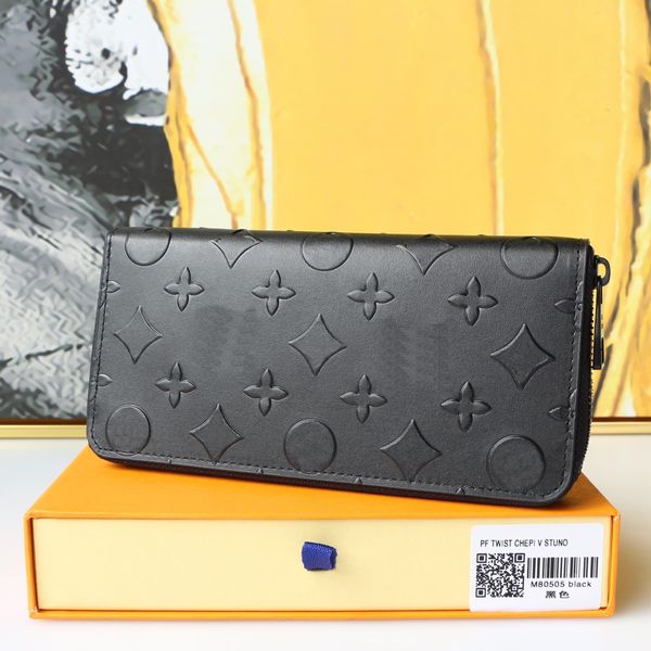 24SS Mujeres Zippy Carteras largas Bolso de relieve elevado Flores clásicas Diseñadores de lujo Bolsa de viaje para mujer Monedero Monedero con caja de regalo