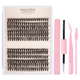 240 PCS / 280 PCS DIY Cluster Lash Kit Extensão de cílios segmentados Cílios individuais Comprimento misturado Cílios postiços naturais macios Sem crueldade com ligação e vedação de cílios