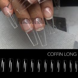 240pcs / sac Gel X Nails Extension Système Couverture Complète Sculpté Clair Stiletto Cercueil Faux Ongles Conseils décorer 220716