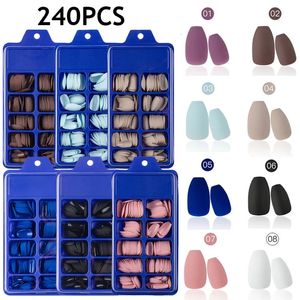 240 pièces mat court ballerine faux ongles détachable français artificiel couverture complète cercueil faux ongles presse sur ongles manucure bricolage 240127