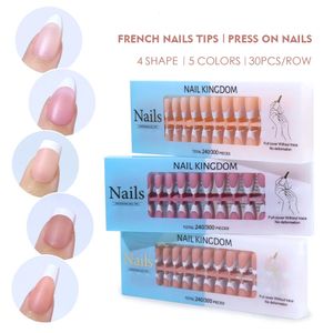 240pcs bouts d'ongles de couleur rose blanc français gel doux presse sur ongles mat couverture complète faux ongles artificiels extension facile français 231227