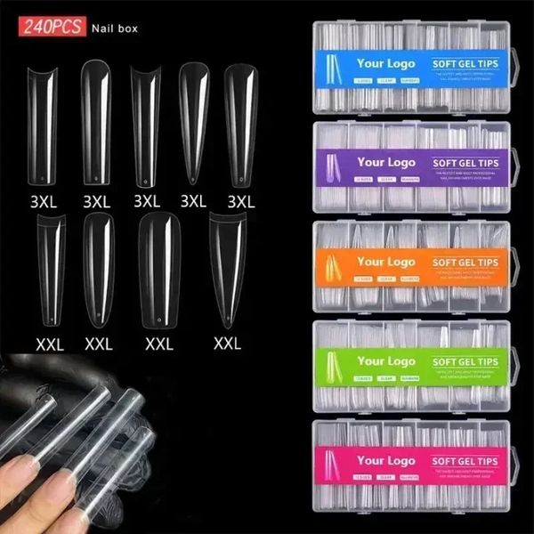 240pcs xxxl faux ongles super longs ongles de ballerine appuyez sur un clou couvercle complet