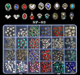 240PCSBox Legering zirkoon nagelkunst Charms gemengde sieraden kristallen steentjes voor vingertoppen metaal decoraties bulknagels acce4590300