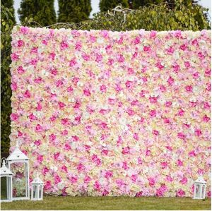 240x240cm Soie Rose Fleur Champagne rose de fleurs artificielles pour la décoration de mariage de mur de fleur de mariage romantique Backdrop Décore