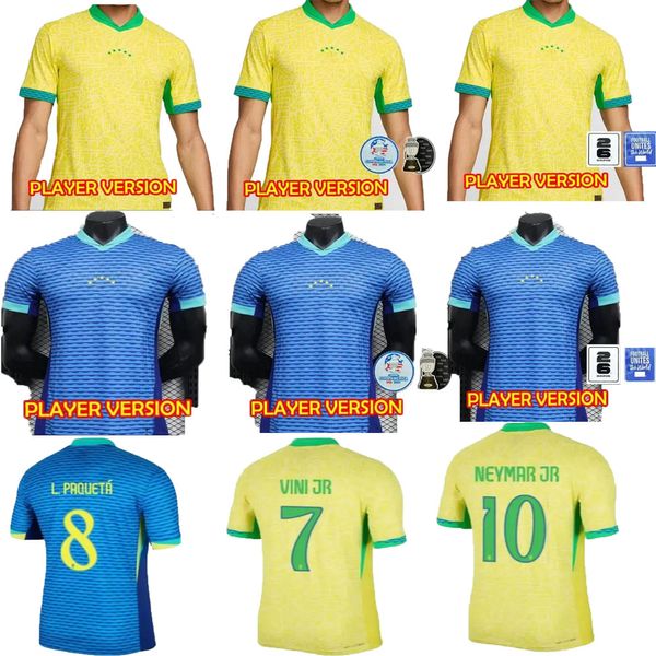 2425 jugadores versión BRASIL camisetas de fútbol L.PAQUETA NEYMAR VINI JR.P.COUTINHO RICHARLISON camiseta de fútbol G.JESUS T.SILVA BRUNO G. PELE CASEMIRO hombres establece camiseta