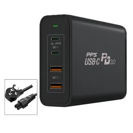 245W GaN Carregador USB-C Adaptador De Energia 4 Portas PD 100W QC 22.5W Mini Carregador De Parede Para MacBook iPad iPhone - Plugue AU