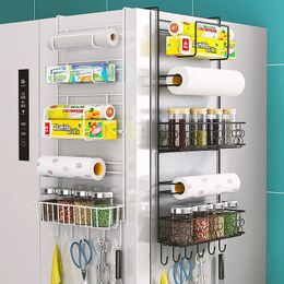 246 couches réfrigérateur étagère latérale suspendu support cuisine film plastique mur réfrigérateur stockage porte-serviettes en papier organisateur d'épices 240228