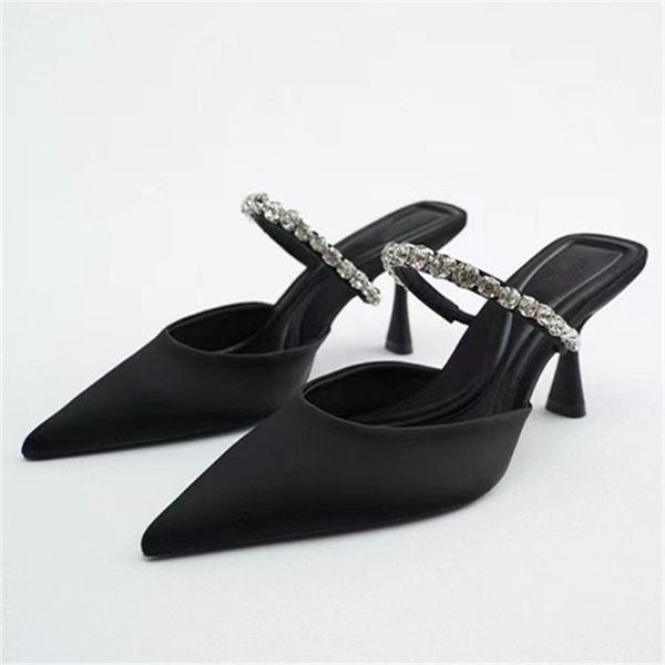 247 Traf Shoes Robe Slingback High Heels Femmes Black Pumps Black's Elegant Modern Talals Sandales Points Stilettos 230822 SS