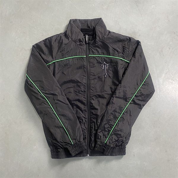 24A Venta caliente 10A Chándal de alta calidad High Street Hombres Moda Sudaderas bordadas Traje para correr Chaqueta Trapstar Cremallera Conjunto de conchas de retazos arqueados