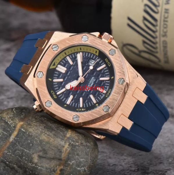 24A Lujo para hombre, mujer, alta calidad, AP, relojes de cuarzo, bisel hexagonal de roble, hombre, marca, reloj de pulsera, correa de goma, relojes deportivos 9009, reloj de pulsera para hombre moderno