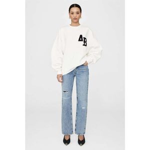 24aw nieuwe geborduurde sweatshirts los fleece witte vrouwen ontwerper ronde nek hoodie mode pure katoenen zachte pullover sweater