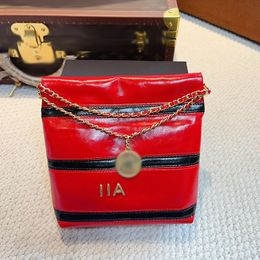 24B Garbage Bag Designer Bag Dames Mini schoudertas Leer tweekleurig gestreepte gouden hardware metalen letters