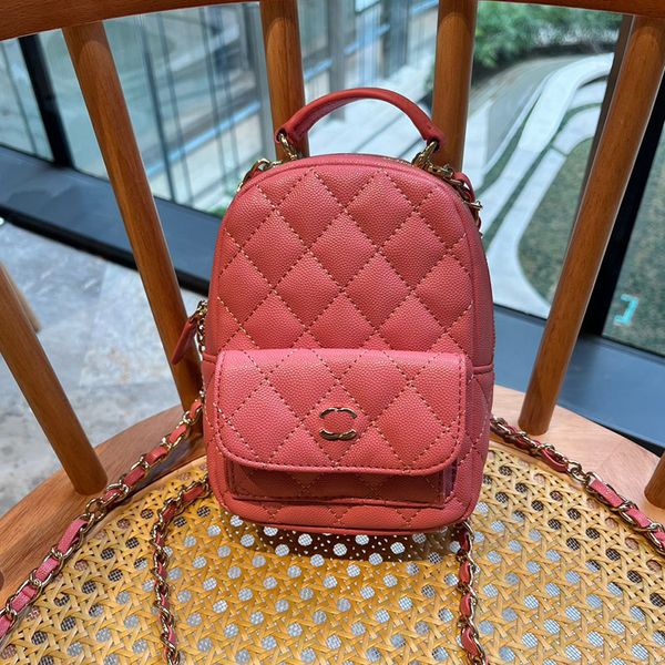 24C diseñador mini mochila bolso cruzado de caviar para mujer de moda bolso de hombro rosa único bolso de cadena de cuero con patrón de bolas de lujo mochila cc bolso de libro bolso de viaje