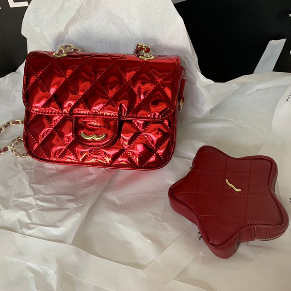 24C Star Bag Sac à bandoulière élégant pour femmes 18cm en cuir verni diamant matériel doré boucle en métal sac à main de luxe Matelasse chaîne sac à bandoulière sacs de maquillage porte-monnaie