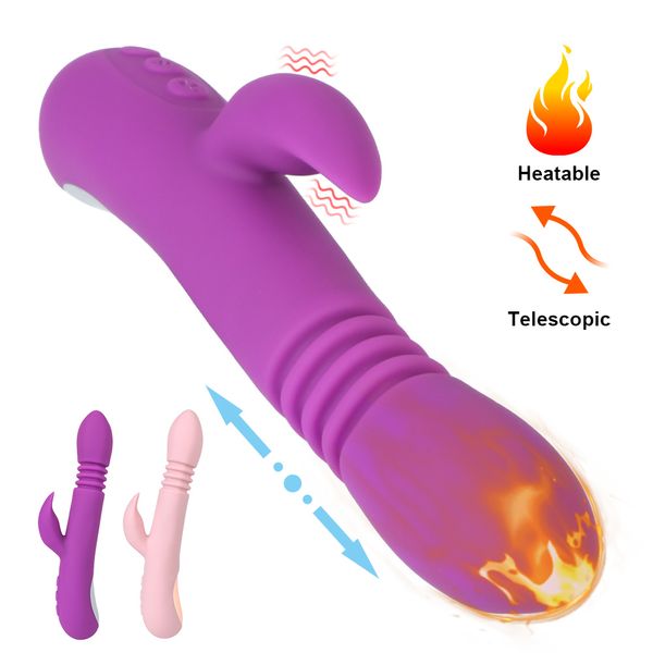 Vibrateurs extensibles automatiques de 24cm pour femmes, godes chauffants, stimulateur de Clitoris et de vagin, Plug Anal, masturbateur féminin, jouets sexy érotiques