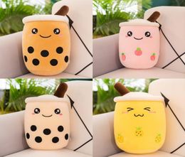 24 cm Bubble Milk Tea Knuffel Plushie Gebrouwen Boba Gevuld Cartoon Cilindrisch Lichaamskussen Cup Kussen Superzacht Knuffelkussen C9273341