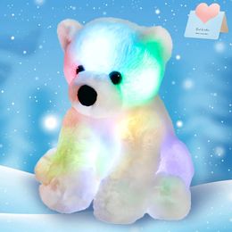 24 cm Glow Polar Bear LED Animaux en peluche Night Light Plance Floppy Toy Gift For Kids on Christmas Birthday Festival Occasions 240424