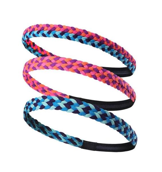 24 cm Hidroschesis Yoga Hairs Bands Soft Women Mens Sports Bounds Breded Bands Antislip Girls Weave Hoop Double Layer2951180