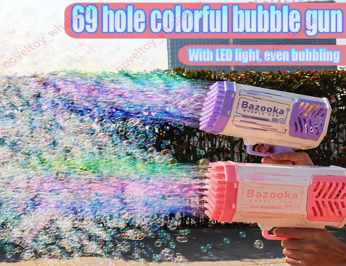 Jouet de soufflerie à bulles de 24 cm de 24 cm 64 Bulles de trous lance-roquettes avec des lumières de couleur adaptées aux enfants et aux enfants âgés de 13 ans
