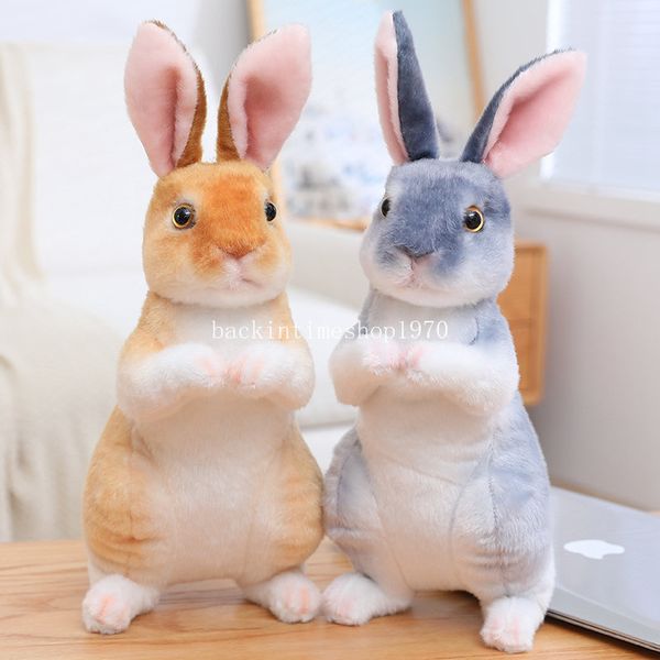 24 cm Simulation longues oreilles réaliste lapin en peluche Animal peluche poupée jouet pour enfants filles anniversaire cadeau chambre décor