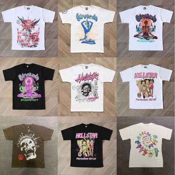 24ess Hellstar Mens Camisetas de Alta Qualidade Camiseta Designer Camisas para Homens Roupas de Verão Moda Casais Algodão Tee Casual Mulheres Manga Curta Tees 69
