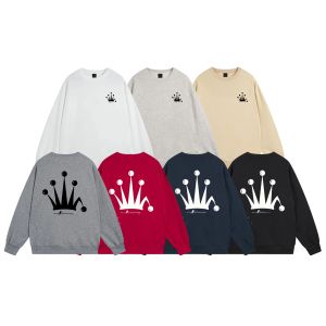 24FW Hoge kwaliteit ijs vuurvlam kroon print nek hoodie afdrukken sweatshirts casual losse trui