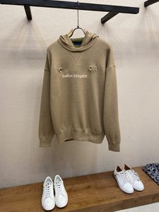 24FW Italiaanse Parijs herenhoodie 3D Letter Designer trui bedrukte trui pluche gemengd gebreide trui hoogwaardige groene hoodie oversize losse pasvorm 1101