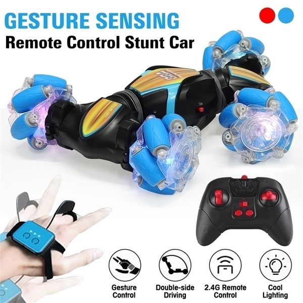 24g 4WD Gesture Senting Car Remote Control Casculé Car 360 ° Twisting Twisting Offroad Dancing Vehicle Kids Toys W Lights 220815