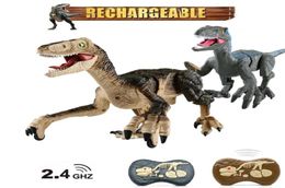24G RC dinosaure jouets jurassique télécommande dinosaure jouet Simulation marche RC Robot avec éclairage son Dino enfants cadeau de noël 2118279571
