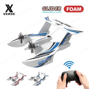 24G RC Avión Radio Control remoto Avión Juguetes para niños Azul Rojo EPP Espuma Planeador Deslizamiento en agua y cielo 240116