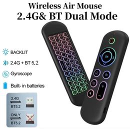 24GHz sans fil M5 Air Mouse Bluetooth52 Mini clavier voix rétro-éclairé télécommande IR apprentissage pour PC Android 240309