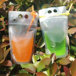24-uurs verzending Waterflessen Plastic drankzakjes Zakken met rietjes Hersluitbare ritssluiting Niet-giftig Wegwerp drinkcontainer Feestservies Groothandel